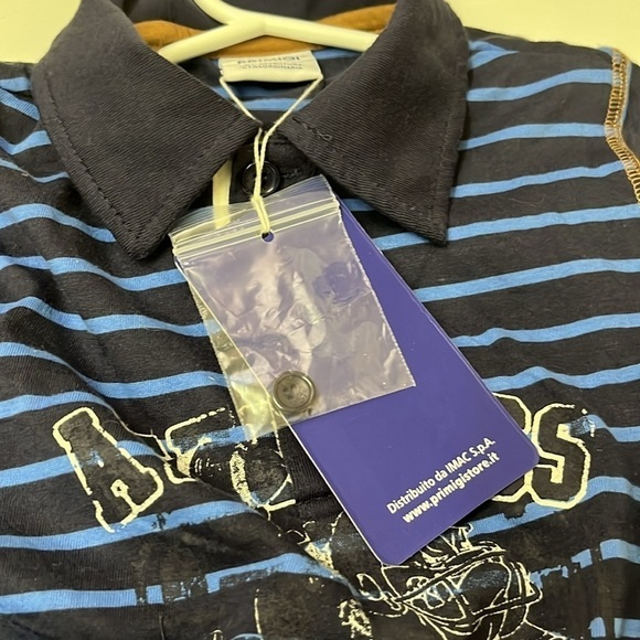 4/$20 primigi (Italy) boys football print polo striped shirt - size 4T - Picture 8 of 8